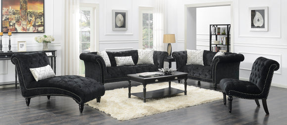 Bayview Black Fabric Sofa Set