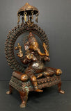 Handmade Arch Made Sitting Pose Ganesha Bronze Sculpture