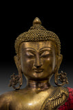 Solid Bronze Buddha on Lotus Temple
