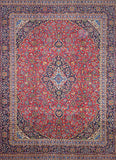 RED AND BLUE PERSIAN KASHAN CARPET