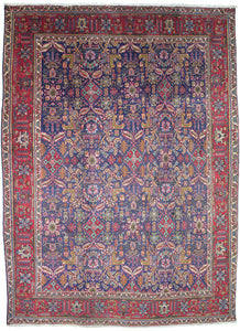 VINTAGE UNIQUE AREA RUG BLUE AND RED