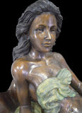 CLASSICAL BRONZE SCULPTURE OF VENUS SITTING ON A GIANT CLAM