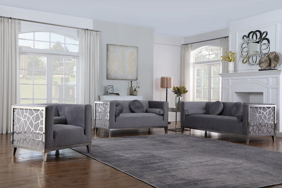 Luxury Grey Velvet Sofa Set