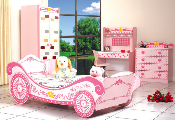 Kids Pink Princess Carriage Bed