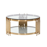 Adeline Clear Glass and Gold Coffee Table