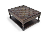 Raw Hide Leather Tufted Ottoman