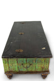 Teak Wooden Vintage Chest with Green Patina