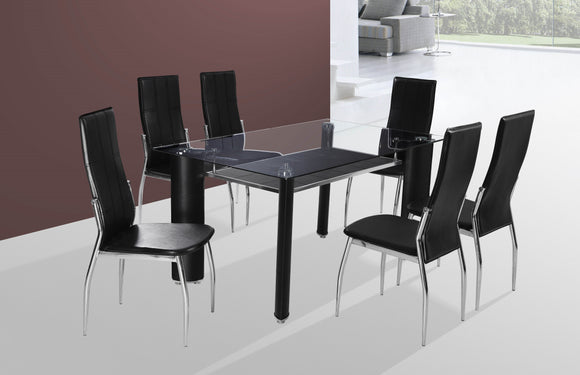 Willy Contemporary Glass and Faux Leather Dining Set