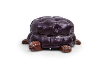 Bound Leather Tortoise Ottoman