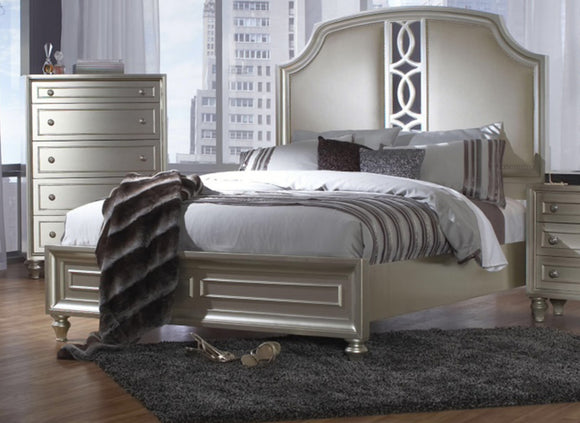 Pearlized Platinum Uptown Solid Wood Queen Bed Set