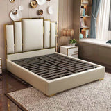 Yorkville Contemporary Velvet Bed with Polished Gold Frame