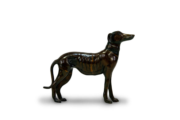 Midcentury Bronze Greyhound Sculpture in Brown Patina