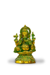 Lord Ganesh Bronze Statue with Green Patina