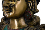 Bronze Welcoming Lady with Engraved Stones