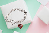 Rhodium Bracelet with Red Heart