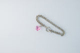 Rhodium Bracelet with Pink Flower