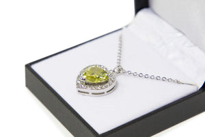 Cubic Zirconia Studded Lime Heart Necklace