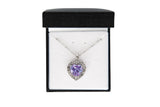 Cubic Zirconia Studded Purple Heart Necklace
