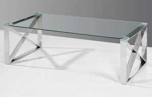Charlotte Glass Coffee Table in Silver