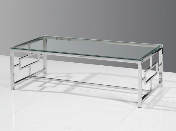 Genevieve Glass Coffee Table in Silver