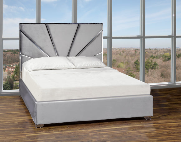 Slate King Size Bed with Chrome Accent Design