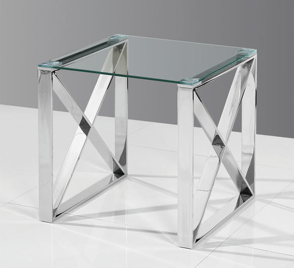 Charlotte Glass End Table in Silver