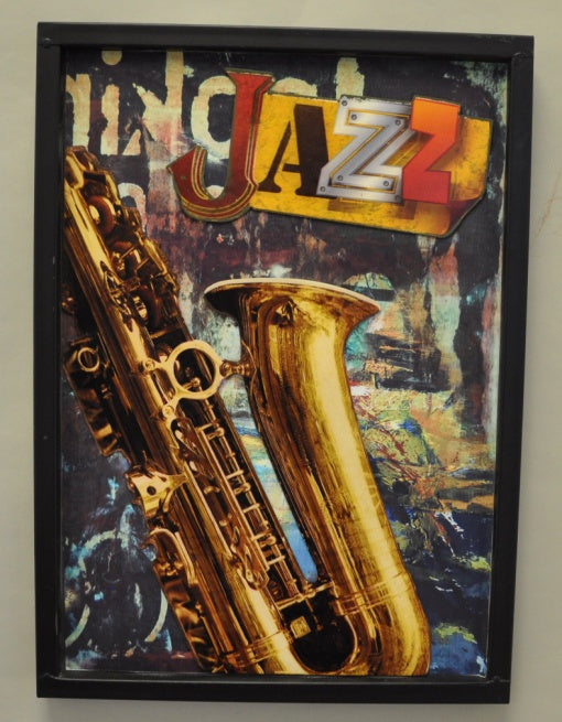 Jazz Trumpet Metal sign with MDF frame