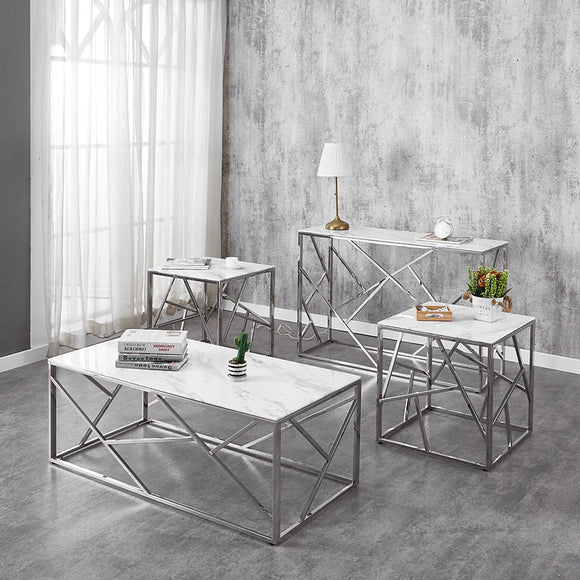 Gaia Marble Table Series with Chrome Base (Different Sizes)