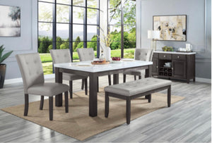 Marham Marble top Dining Set (Table + 6 Chairs)