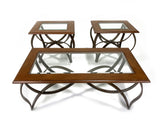 3 Piece Square Coffee Table Set with Glass Top
