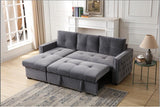 Studded Grey L-Shaped Sleeper Sectional