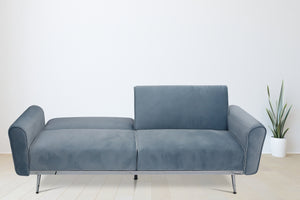 Theodore Velvet Sleeper Sofa in Light Blue Grey