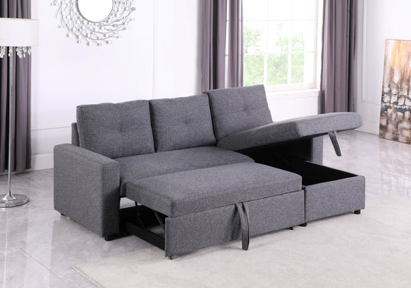 Hector Grey Heather Linen Fabric Sectional