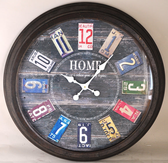 Number Plate Numerical Round Wall Clock
