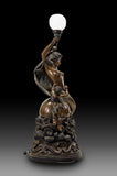 Exotic Vintage Sculpture of Lady hoding a lamp and Cherub