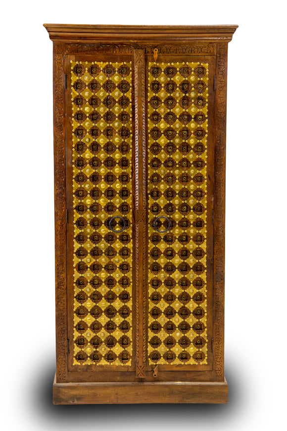 Elegant Solid Teakwood Cabinet with Detailed Engravings