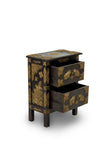 Teak End Table with Brass Elephant Engravings