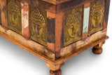 Teak Wooden Chest with Engraved Buddha Faces (Small)
