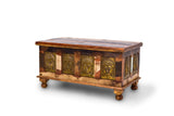 Teak Wooden Chest with Engraved Buddha Faces (Small)