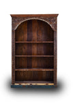 Solid Wood Teak Vintage Textured Open Bookshelf Cabinet