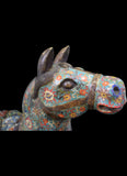 Ornate Vintage Enamel Pair of Bronze Horses