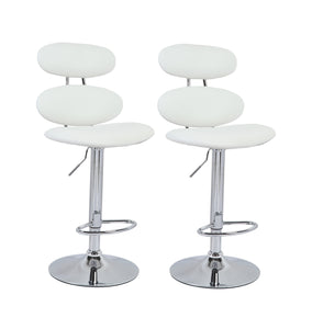 Oval Hydraulic Adjustable Bar Stool in Ivory (Sold as Pair)