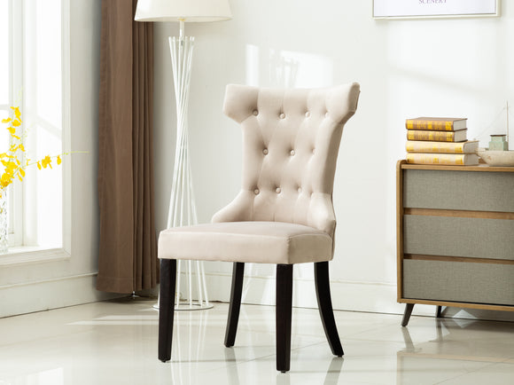 Sophie Micro Suede Light Beige Fabric Chair (Sold as Pair)