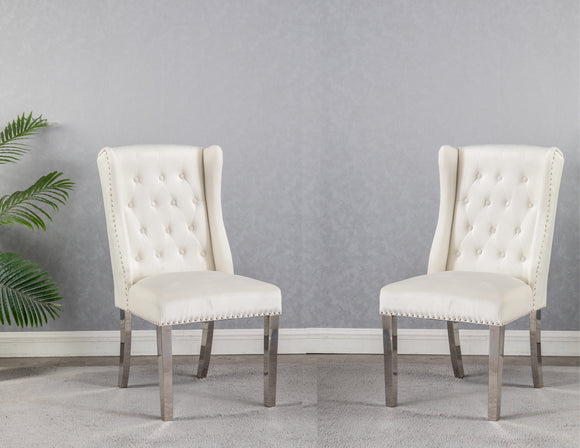Amelia Ivory Wingback Chair (Sold as Pair)