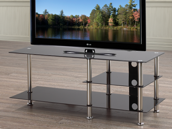 Ava Modern Black Tempered Glass TV Stand
