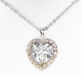 Cubic Zirconia Studded Clear Heart Necklace