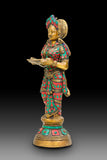 Solid Bronze Offering Lady with Balas Rubies