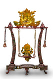 Solid Bronze Lord Ganesha on a Kirtimukha Swing